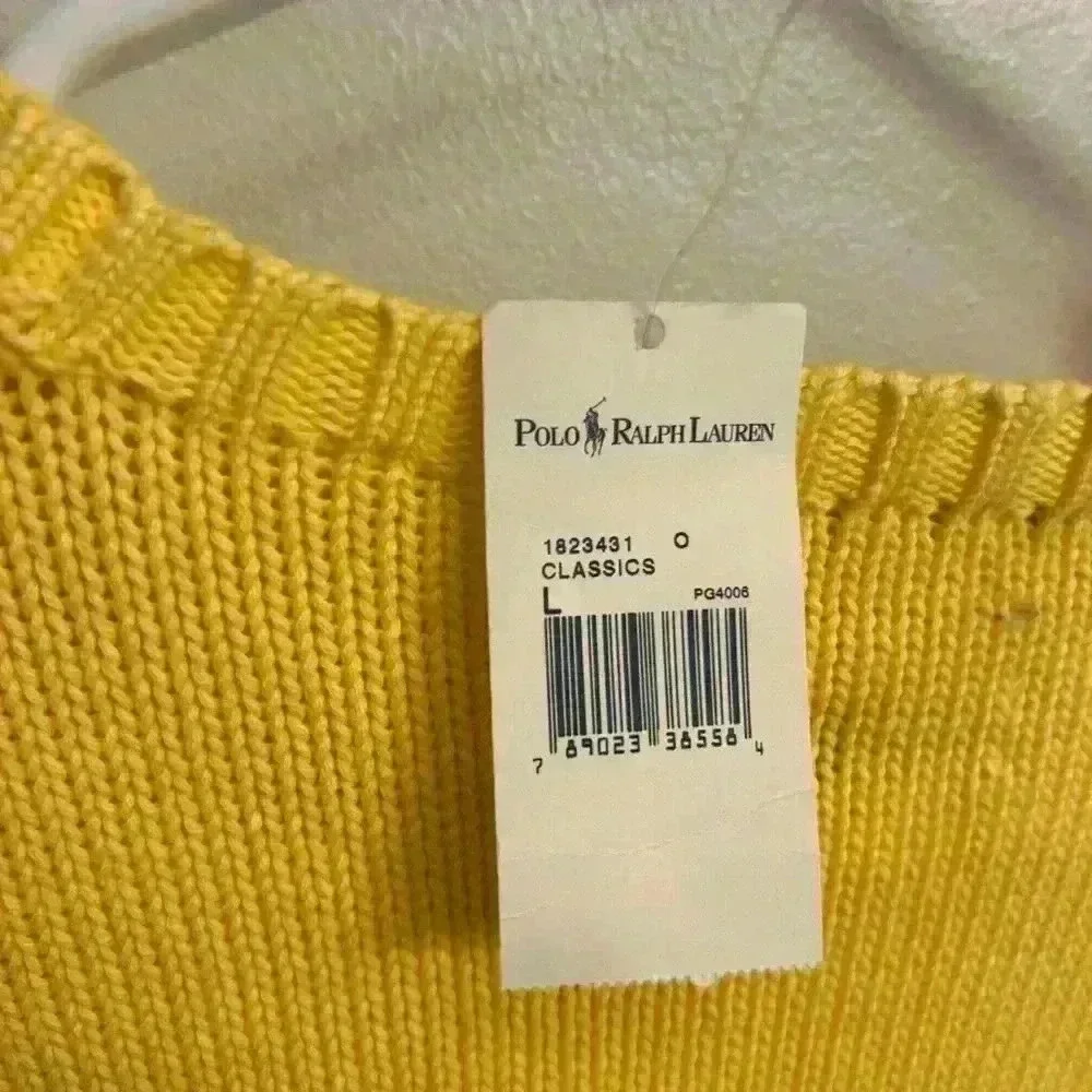 Men's polo Ralph Lauren yellow size large crewneck nwt cotton sweater